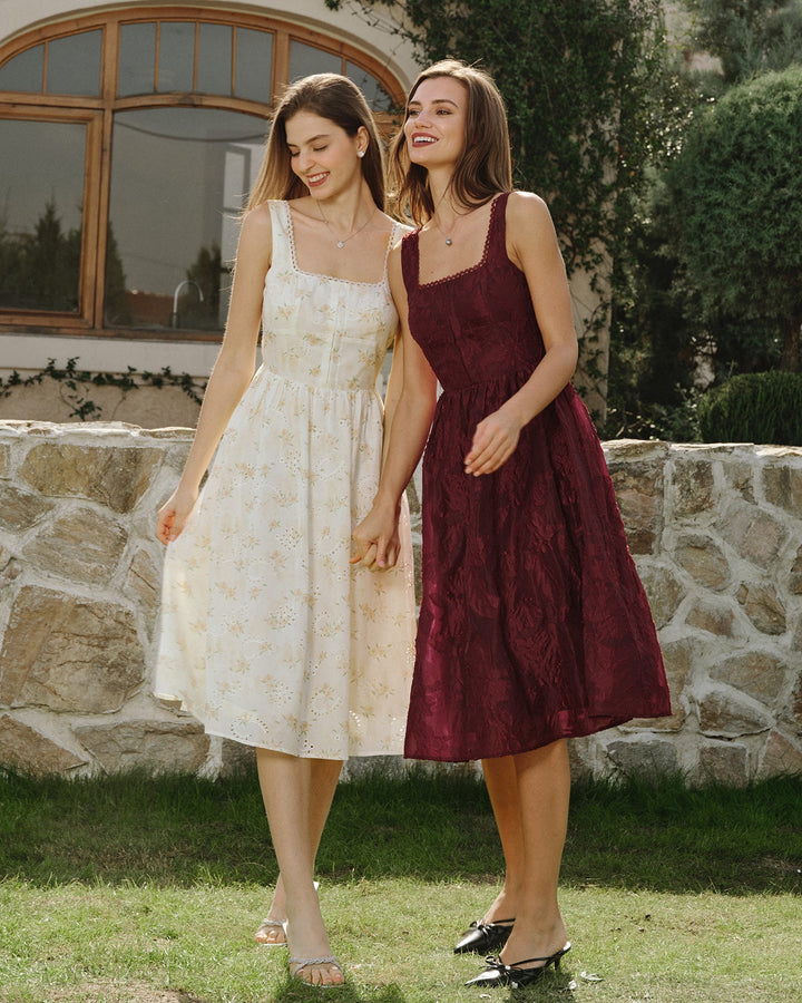 Morgan and Brooke | Floral Ruched Midi Dress for Women in Yellow