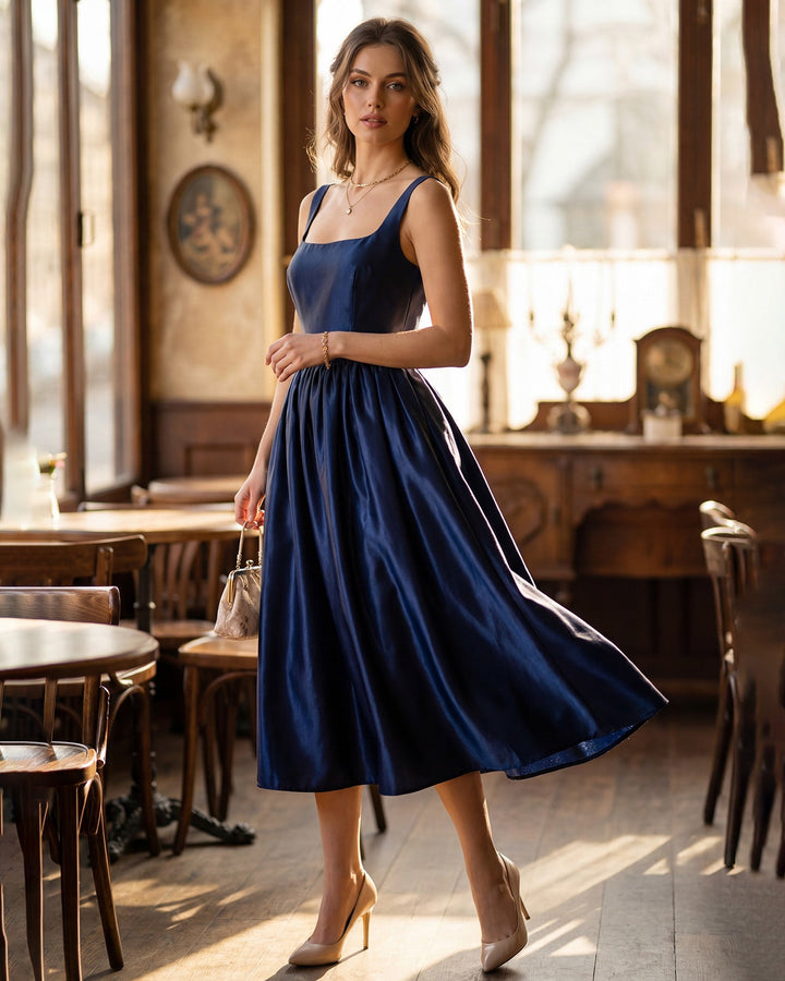 Morgan and Brooke | A-Line Midi Dress for Women in Blue