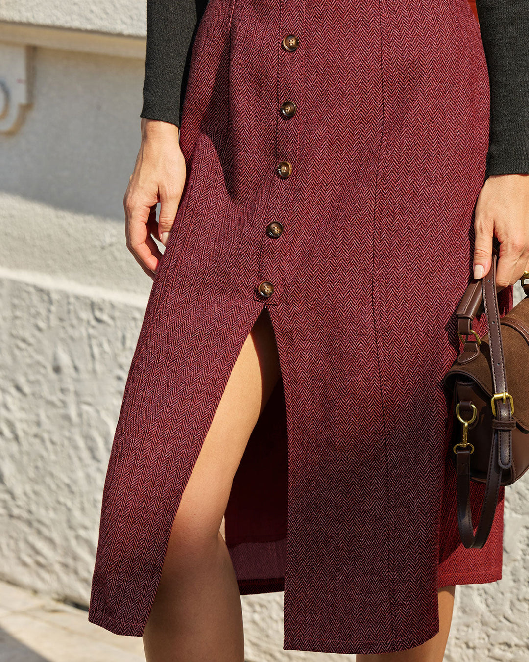 Morgan and Brooke | Sleeveless Red Midi Dress with Slit