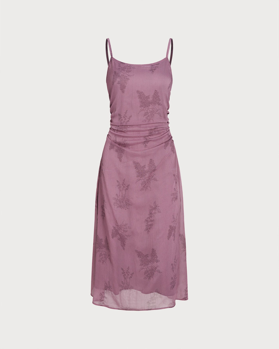 Morgan and Brooke | Floral Ruched Slip Midi Dress for Women in Purple