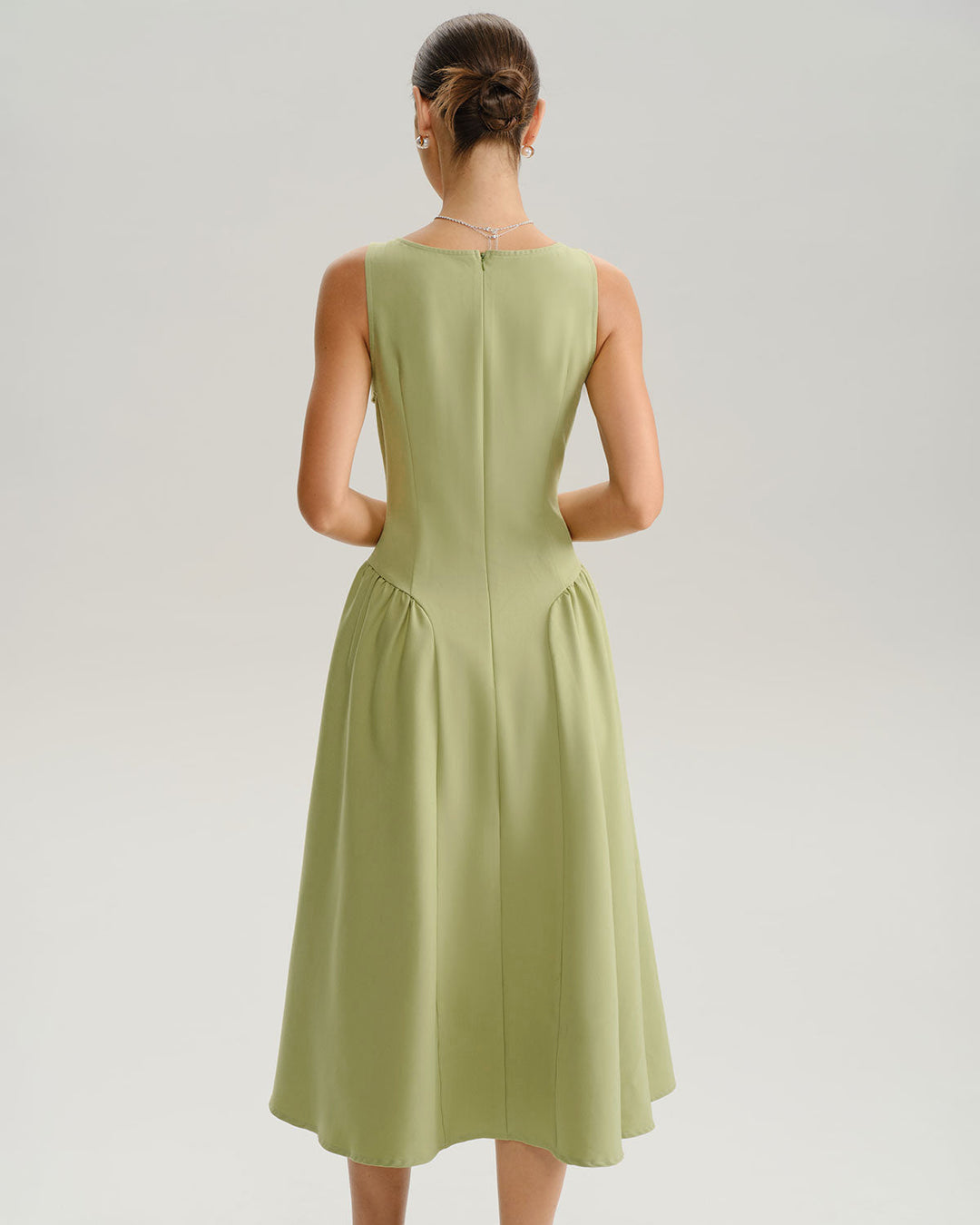 Morgan and Brooke | Sweetheart Neck Slip Midi Dress in Green