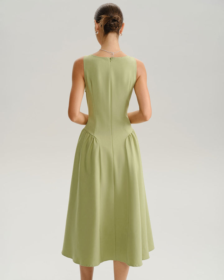 Morgan and Brooke | Sweetheart Neck Slip Midi Dress in Green