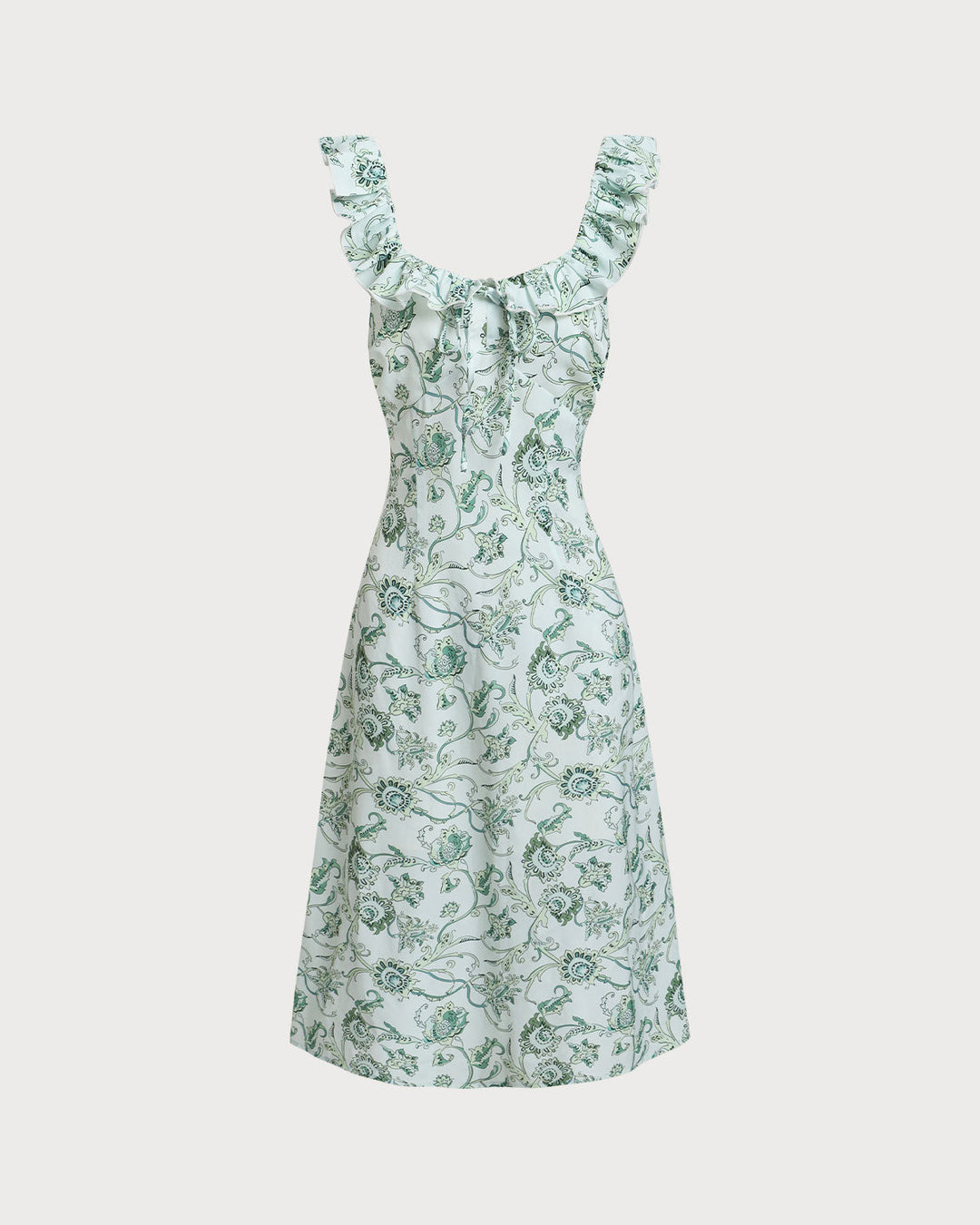 Morgan and Brooke | Floral Square Neck Ruched Midi Dress in Green
