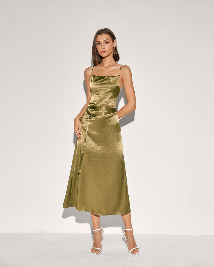 Morgan and Brooke | Green Slip Midi Dress