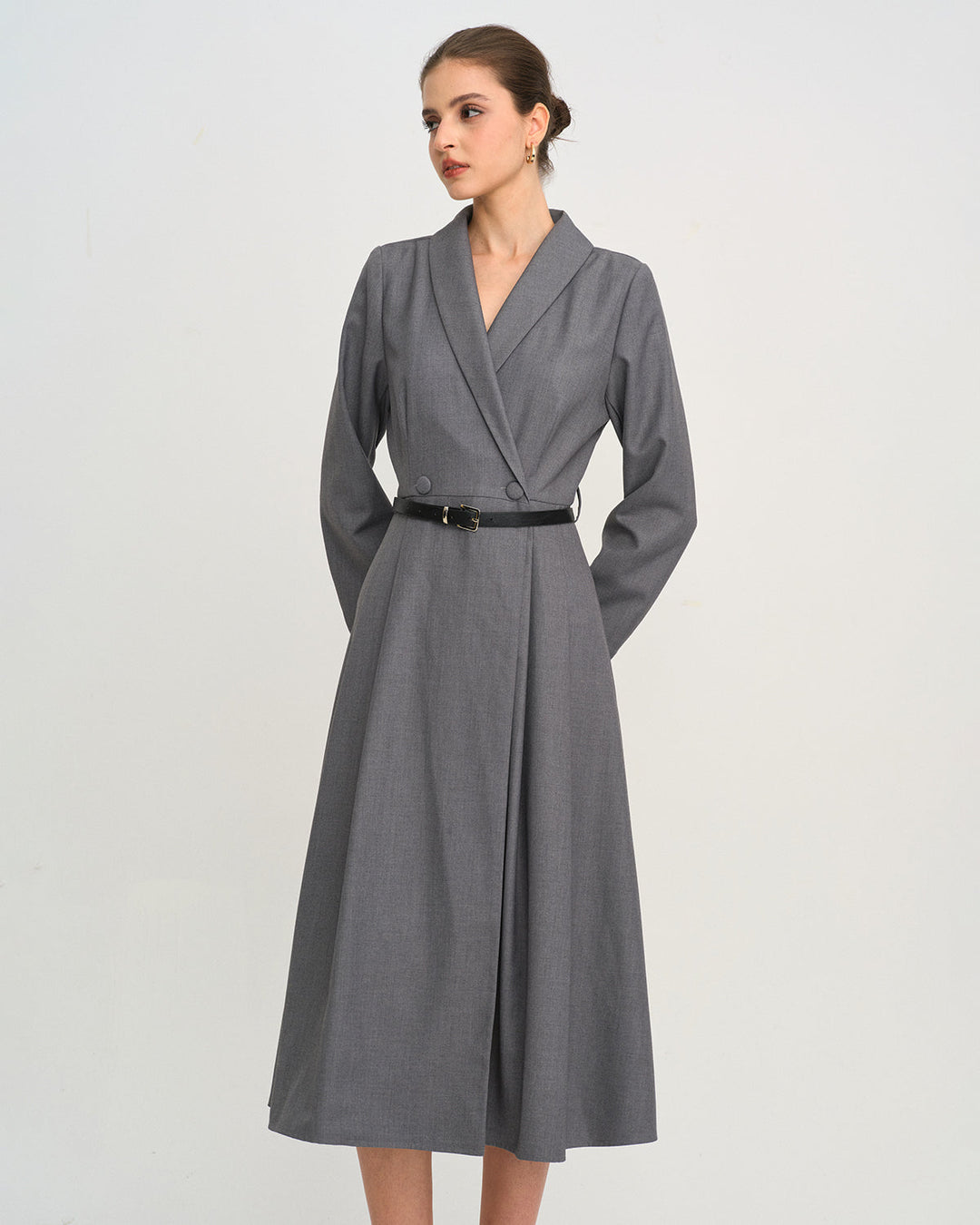 Morgan and Brooke | Grey A-Line Midi Dress