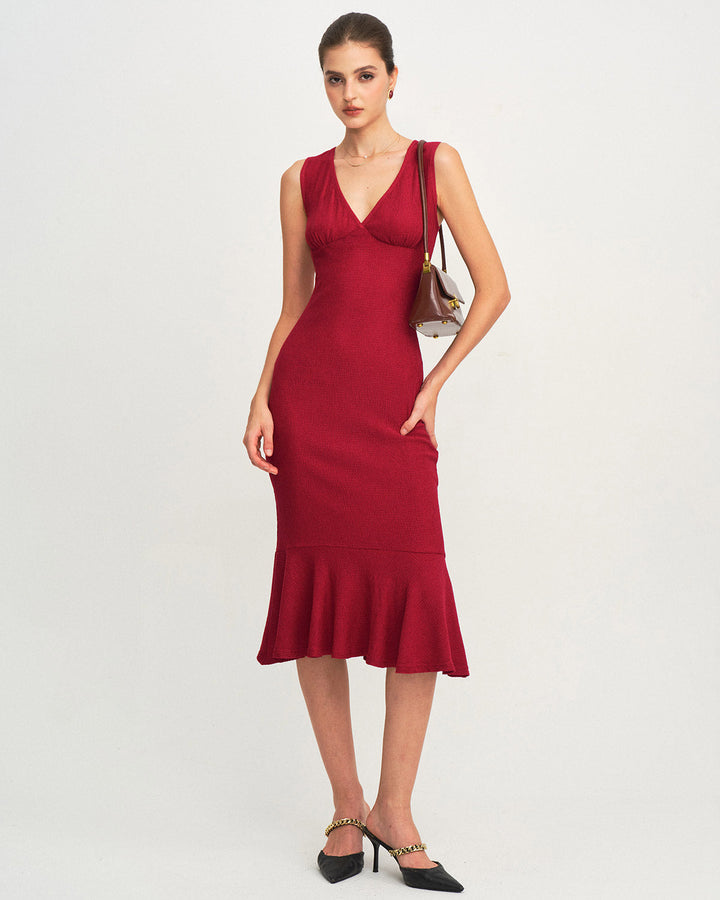 Morgan and Brooke | A-Line Midi Dress for Women in Red