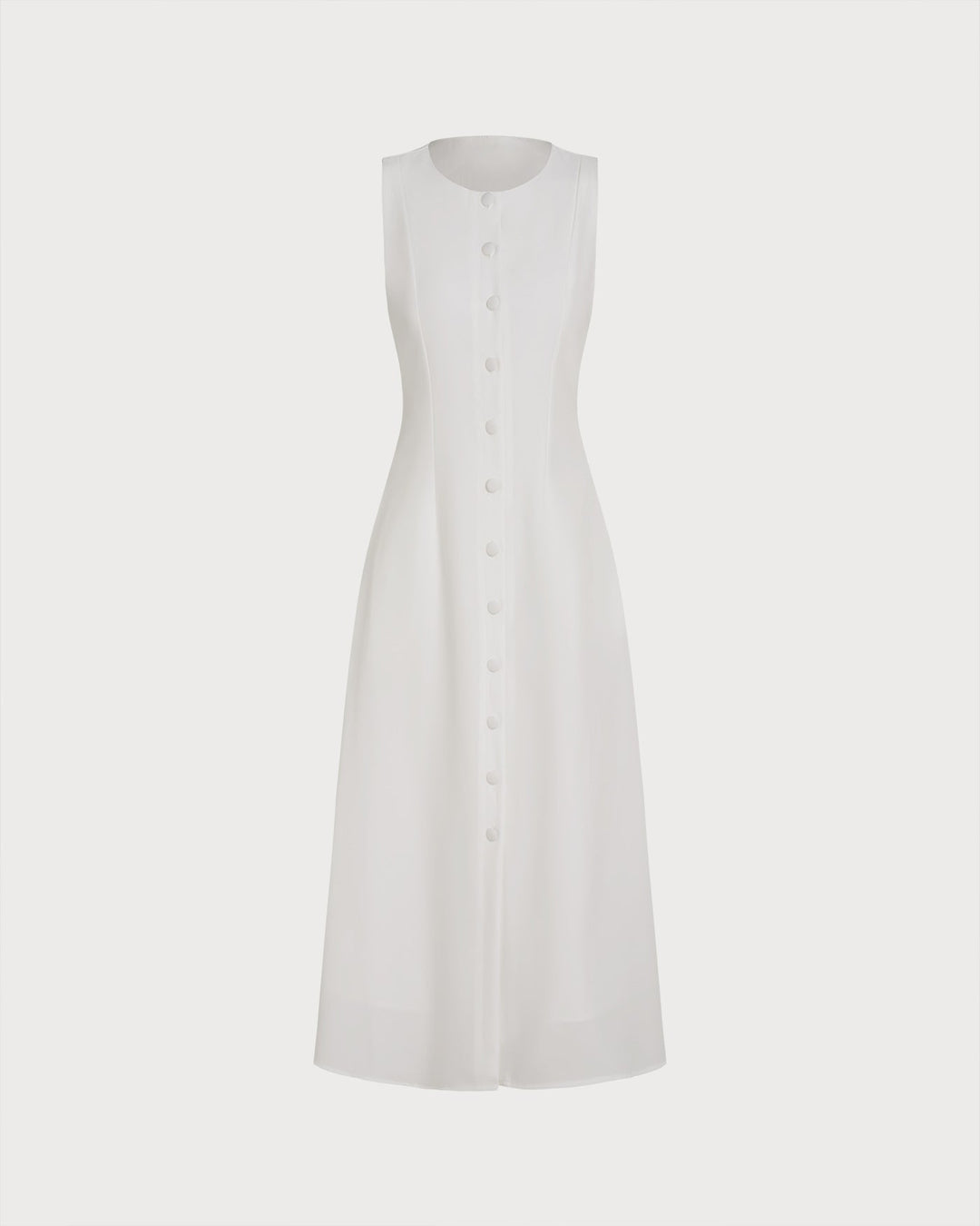 Morgan and Brooke | White Button Tie Midi Dress