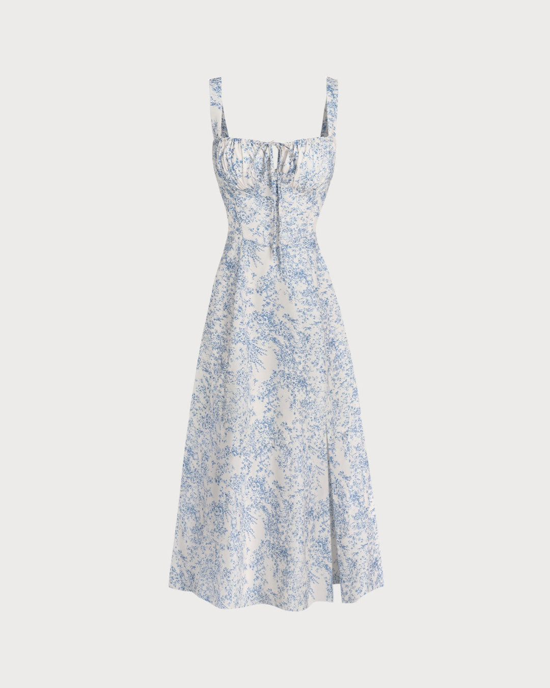 Morgan and Brooke | Floral Ruched Slip Midi Dress for Women in Blue