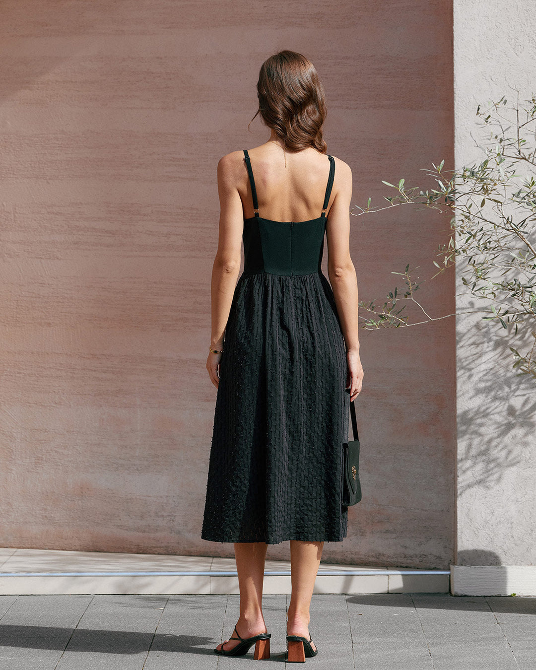 Morgan and Brooke | Sweetheart Neck Slip Midi Dress, Black