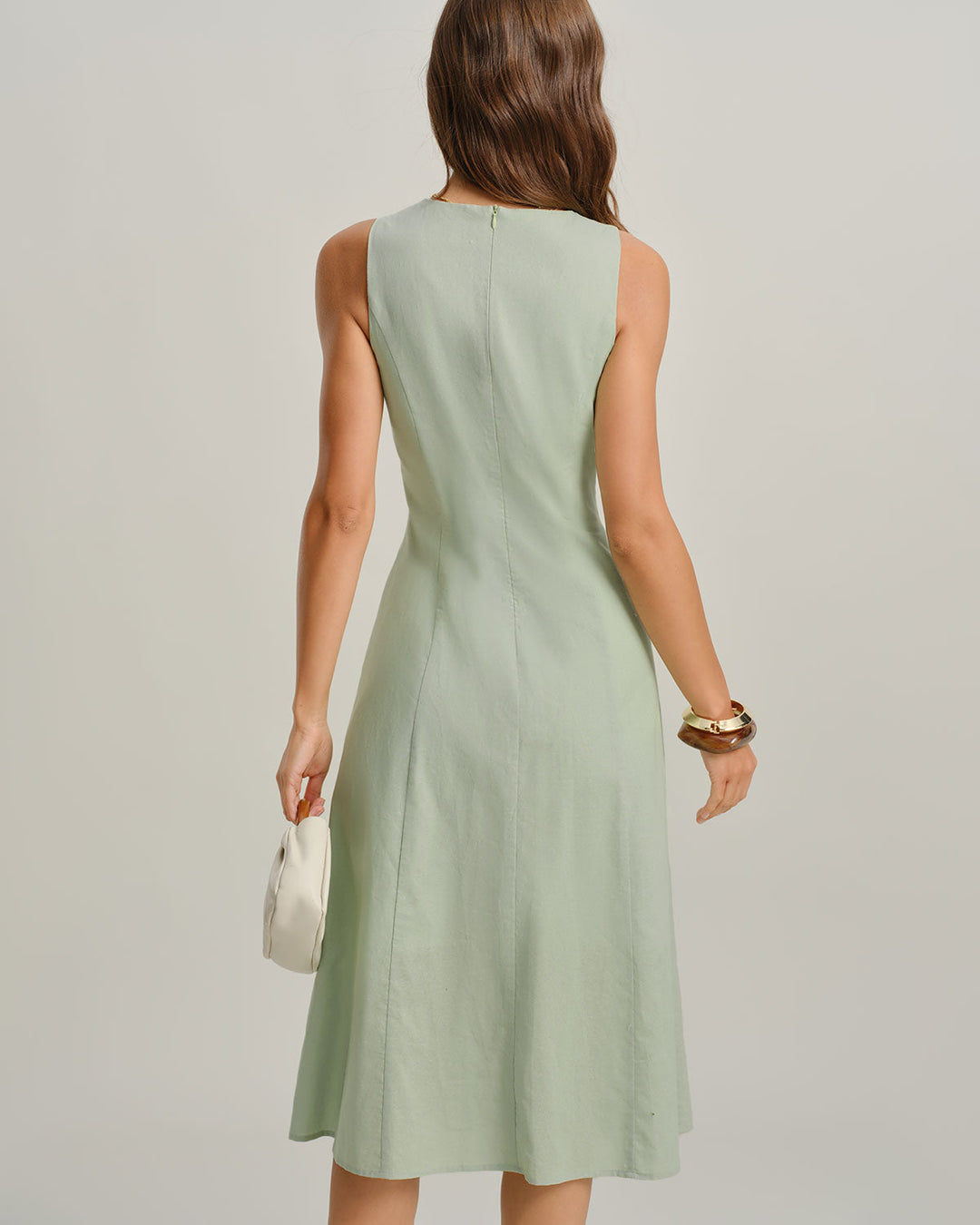 Morgan and Brooke | Green Sleeveless Midi Dress