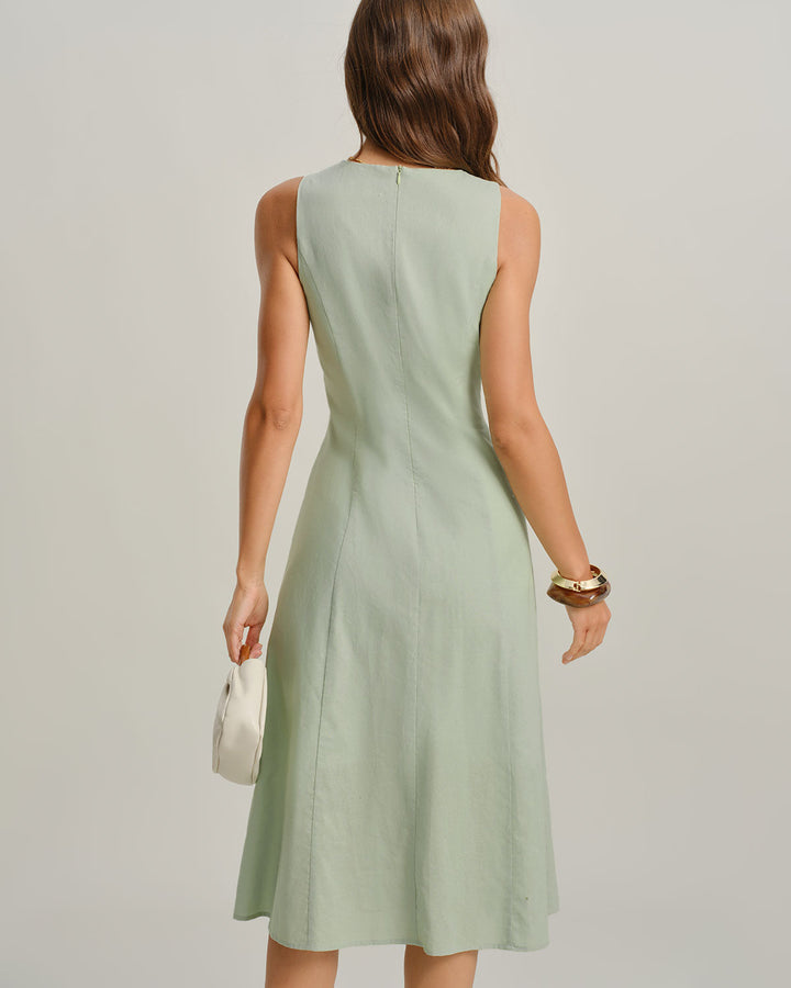Morgan and Brooke | Green Sleeveless Midi Dress