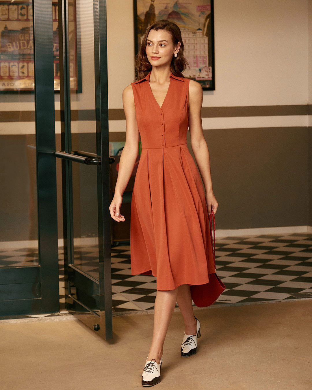 Morgan and Brooke | Sleeveless Midi Dress, Red