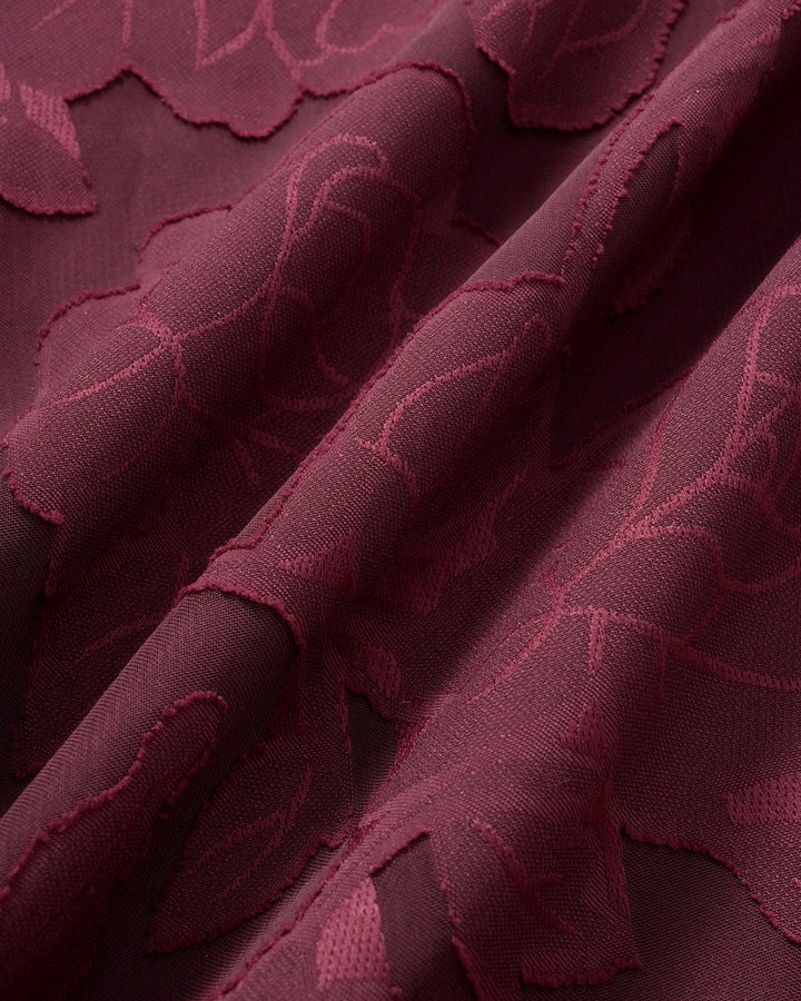 Morgan and Brooke | Wine Red Jacquard Slit Midi Dress