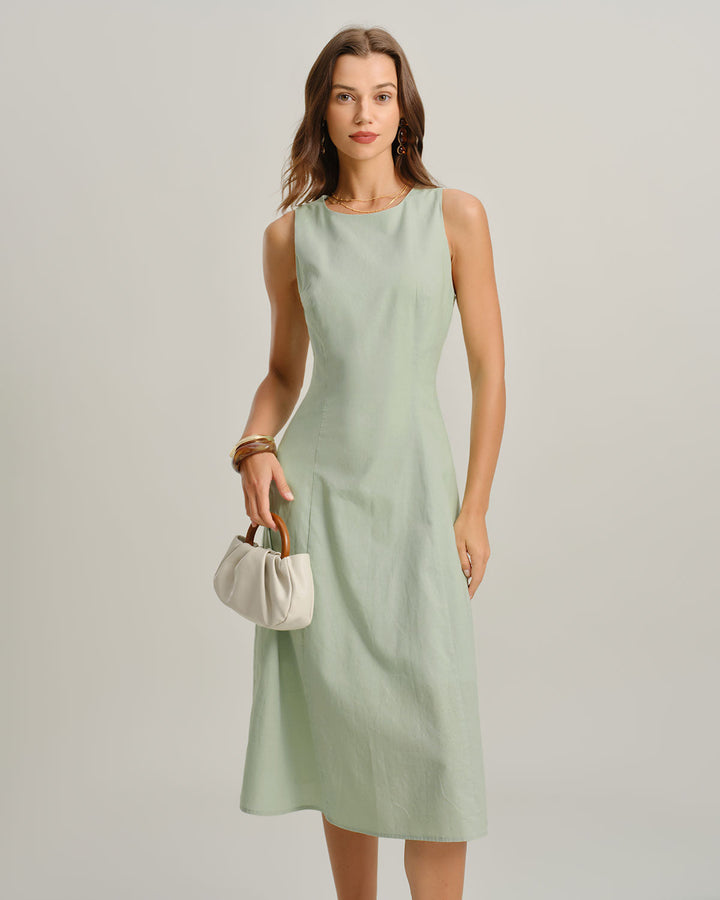 Morgan and Brooke | Green Sleeveless Midi Dress