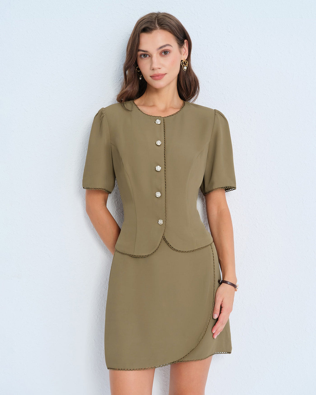 Morgan and Brooke | A-Line Mini Skirt for Women in Khaki