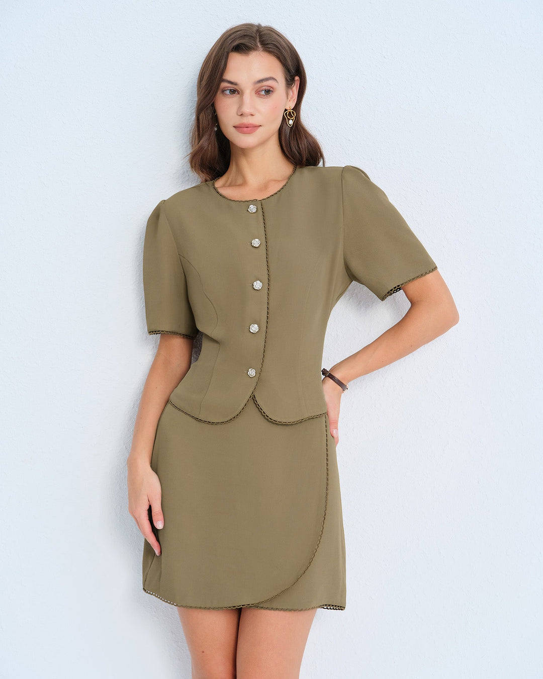 Morgan and Brooke | A-Line Mini Skirt for Women in Khaki