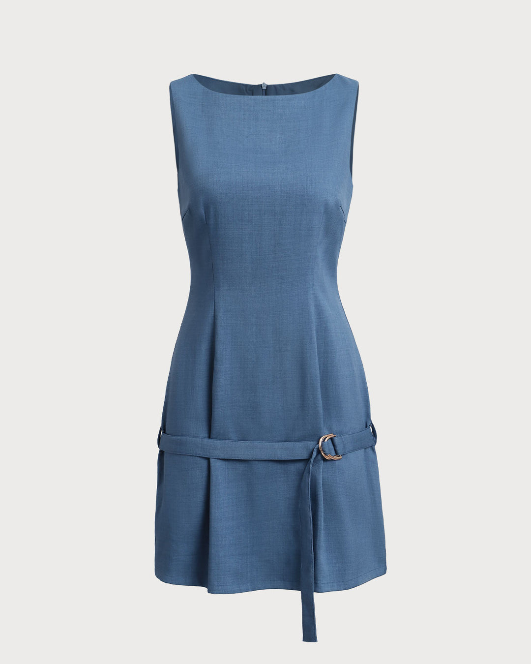 Morgan and Brooke | Boat Neck Belted Mini Dress for Women in Blue