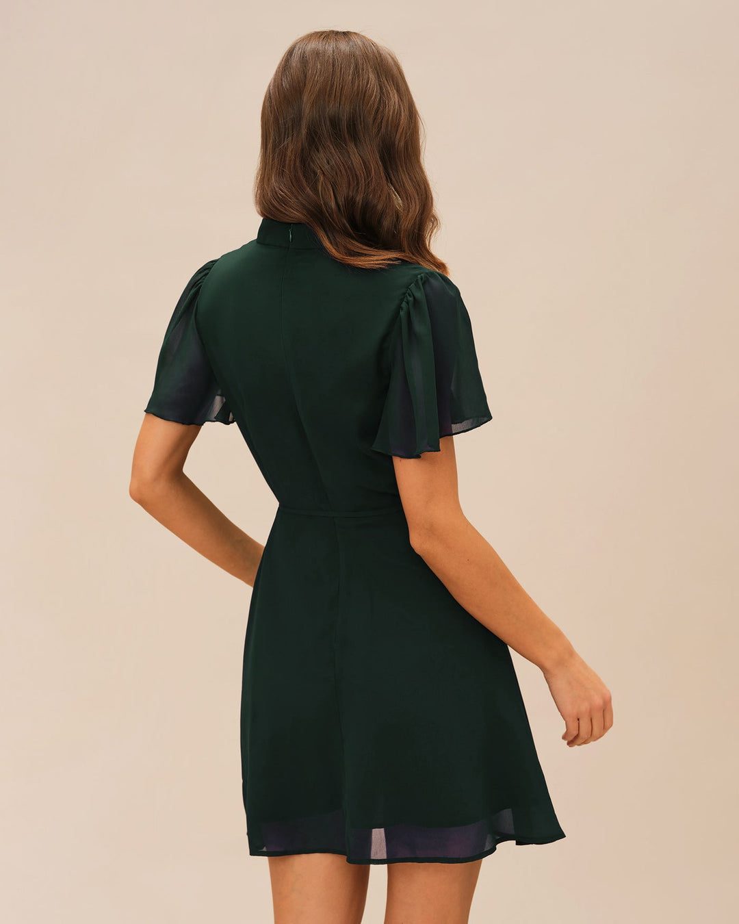Morgan and Brooke | Green Butterfly Sleeve Mini Dress