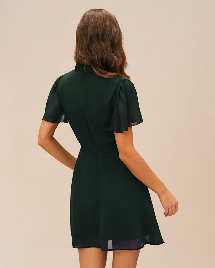 Morgan and Brooke | Green Butterfly Sleeve Mini Dress