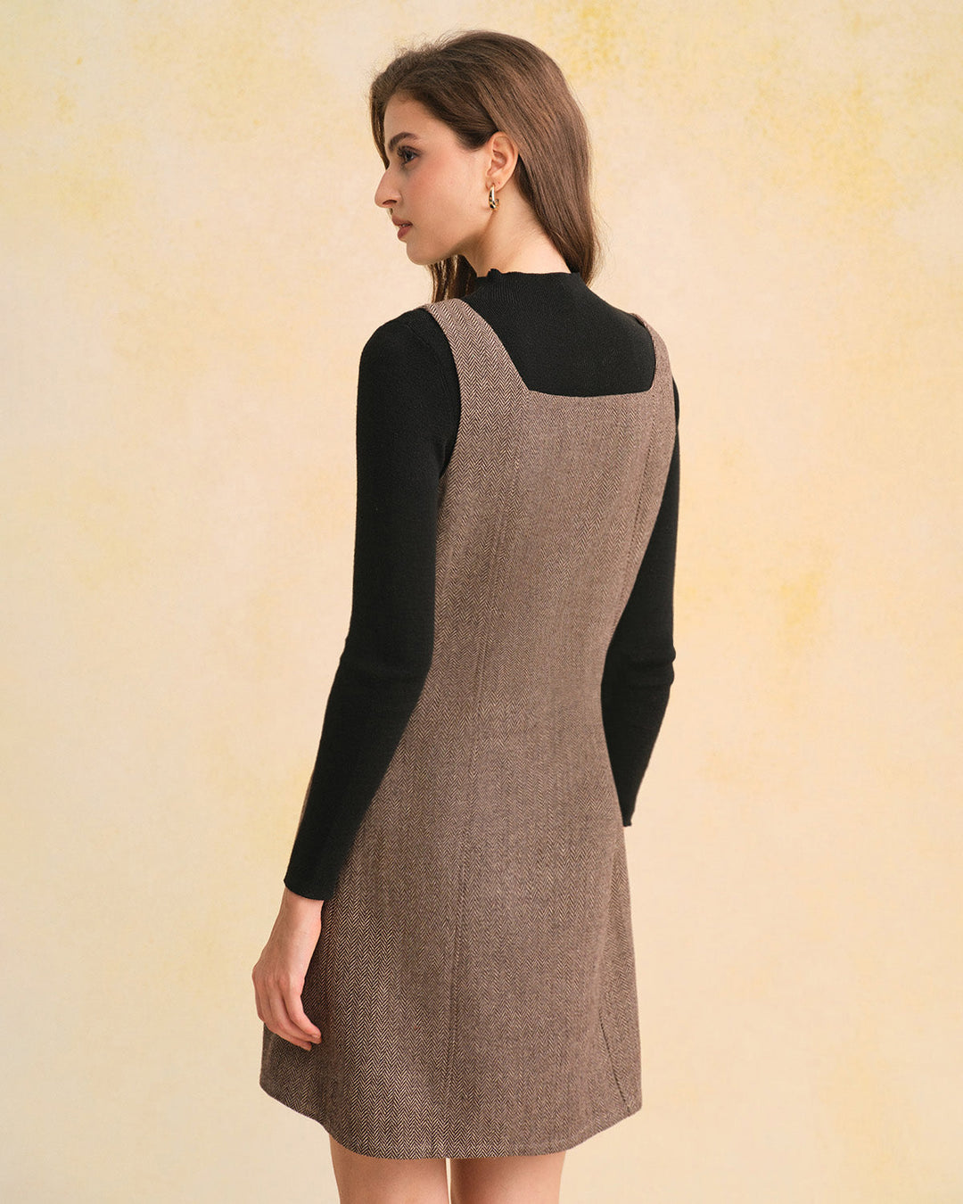 Morgan and Brooke | Brown Square Neck Sleeveless Mini Dress