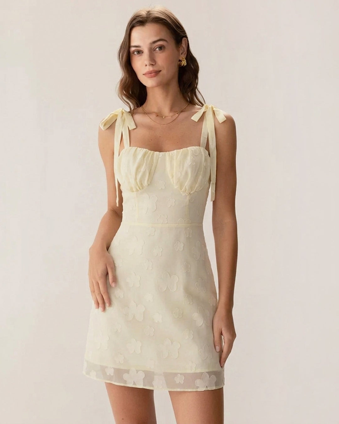 Morgan and Brooke | Yellow Jacquard Mini Dress