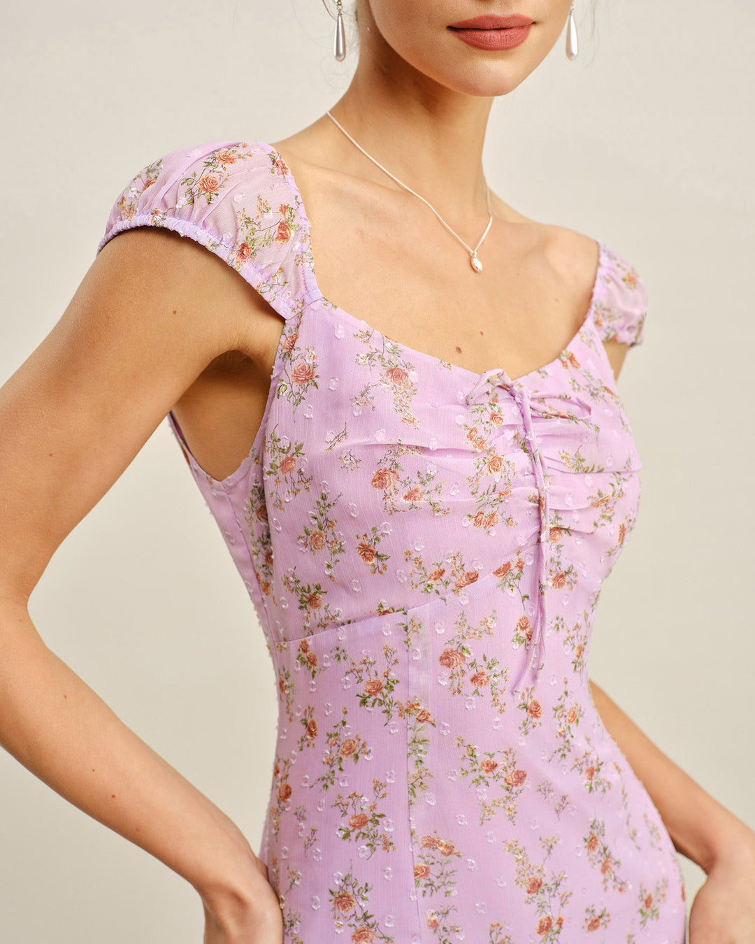 Morgan and Brooke | Sweetheart Neck Jacquard Mini Dress, Purple