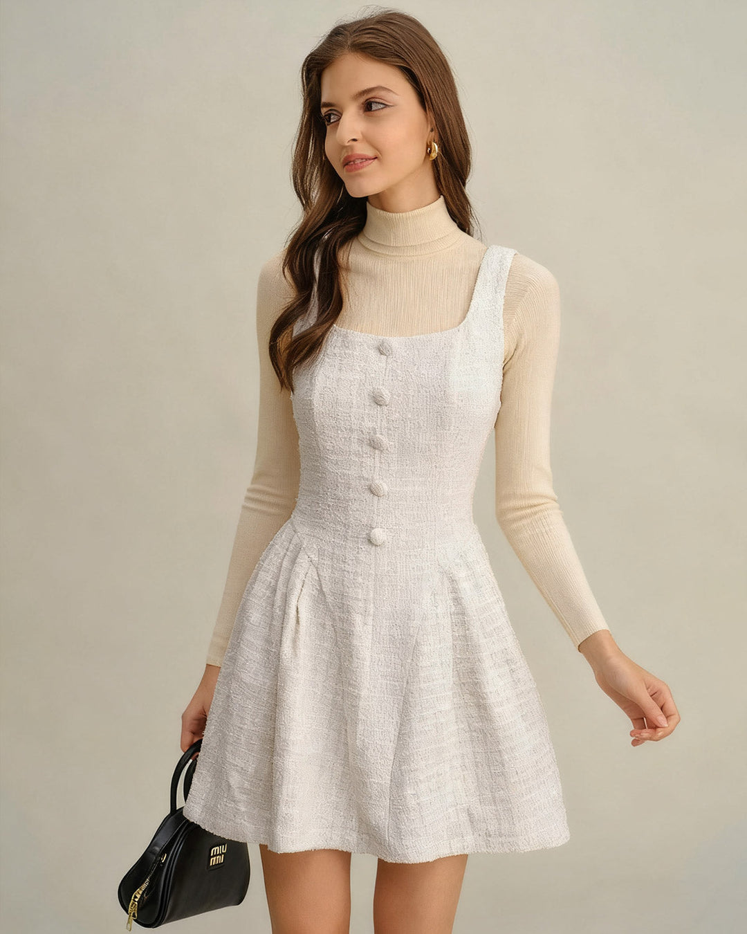 Morgan and Brooke | Textured Sleeveless Mini Dress in Apricot