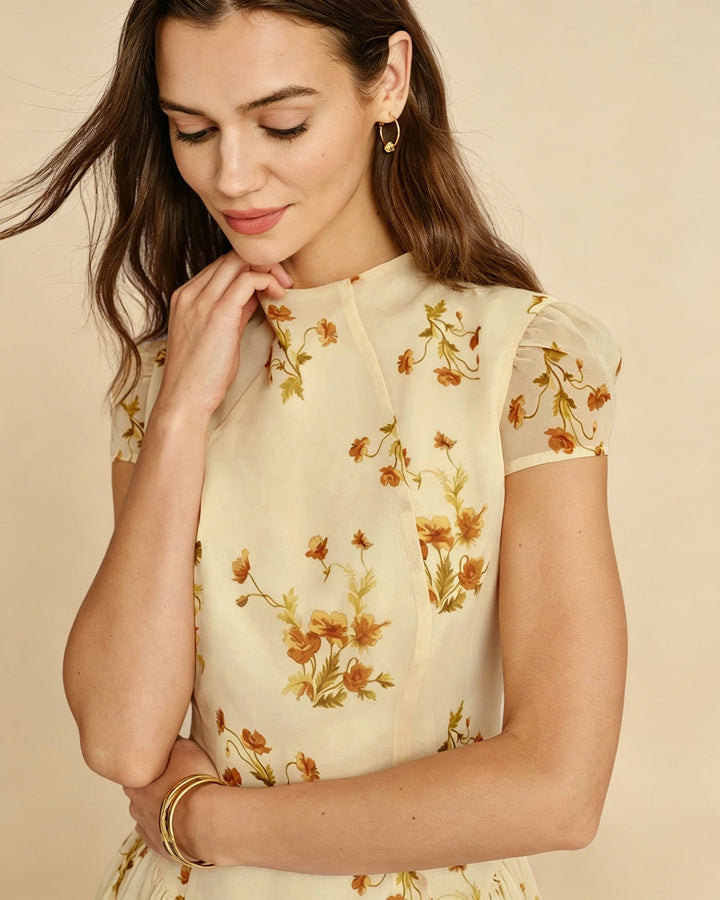 Morgan and Brooke | Light Yellow Floral Mini Dress