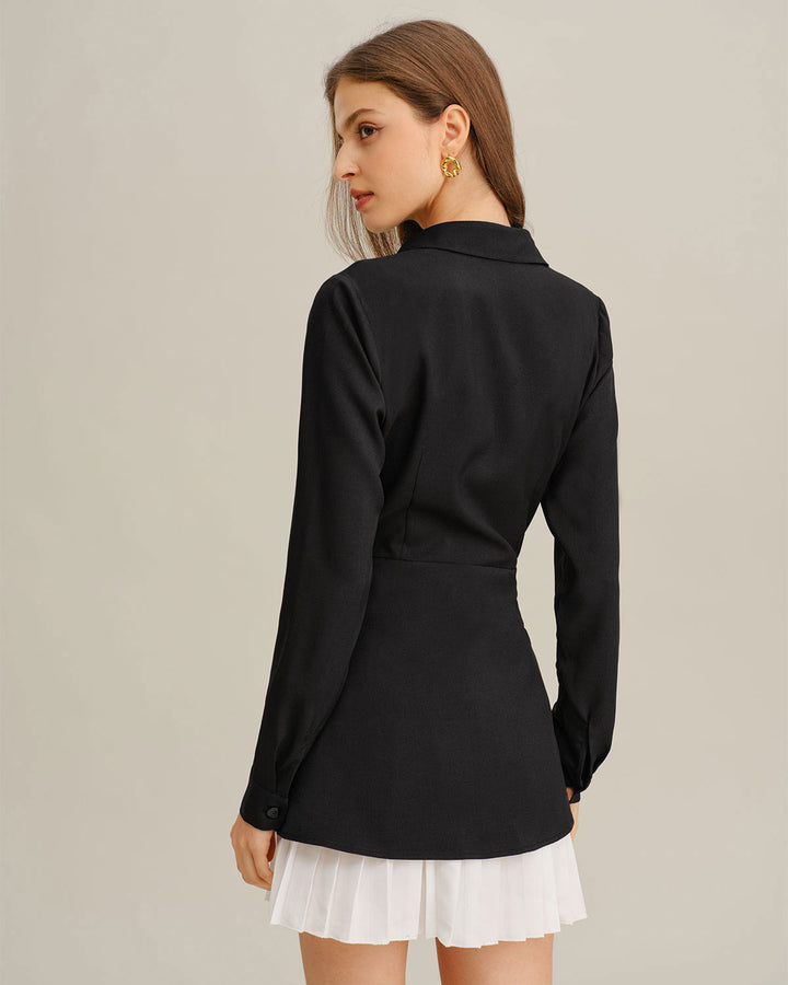 Morgan and Brooke | A-Line Mini Dress for Women in Black with Contrasting Details