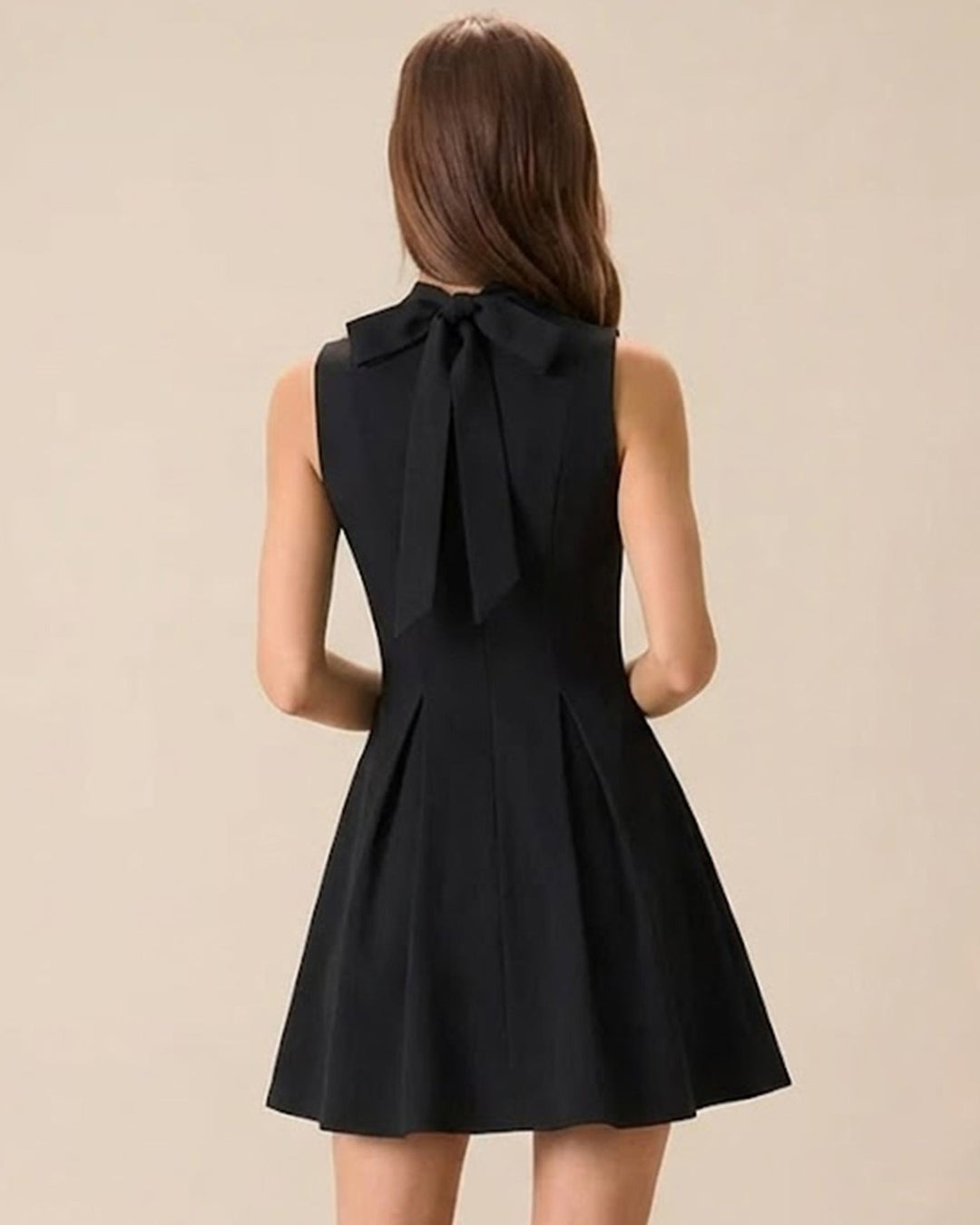 Morgan and Brooke | Black Mock Neck Ruched Sleeveless Mini Dress