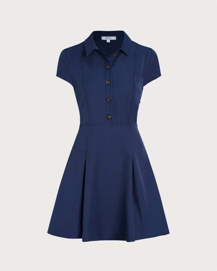 Morgan and Brooke | Navy Collar Button Mini Dress