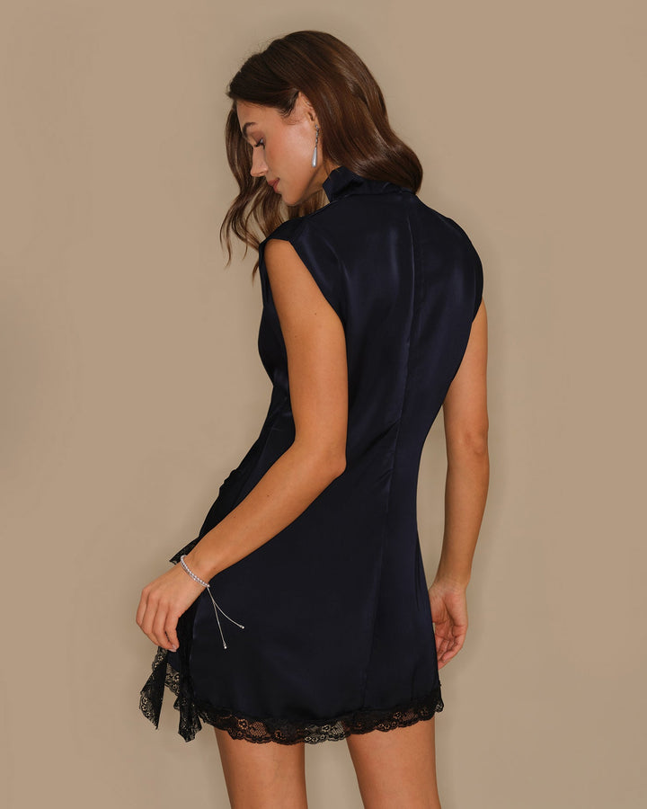 Morgan and Brooke | Lace Mini Dress for Women in Blue