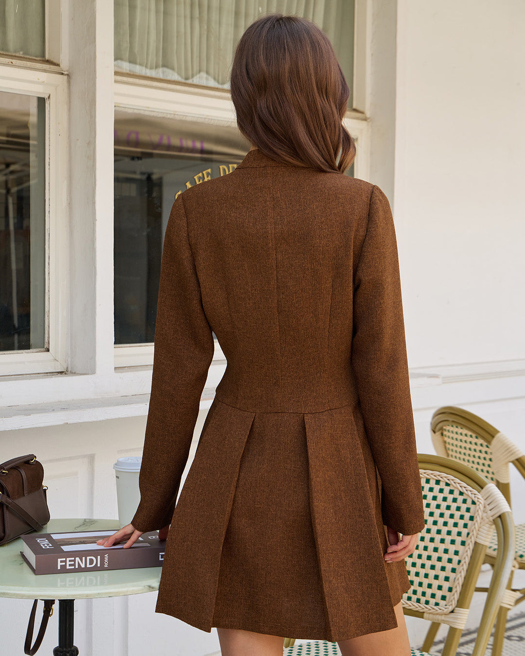 Morgan and Brooke | Brown Ruched A-Line Mini Dress