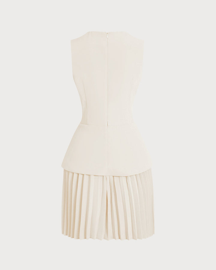 Morgan and Brooke | Round Neck Skater Mini Dress for Women in Apricot