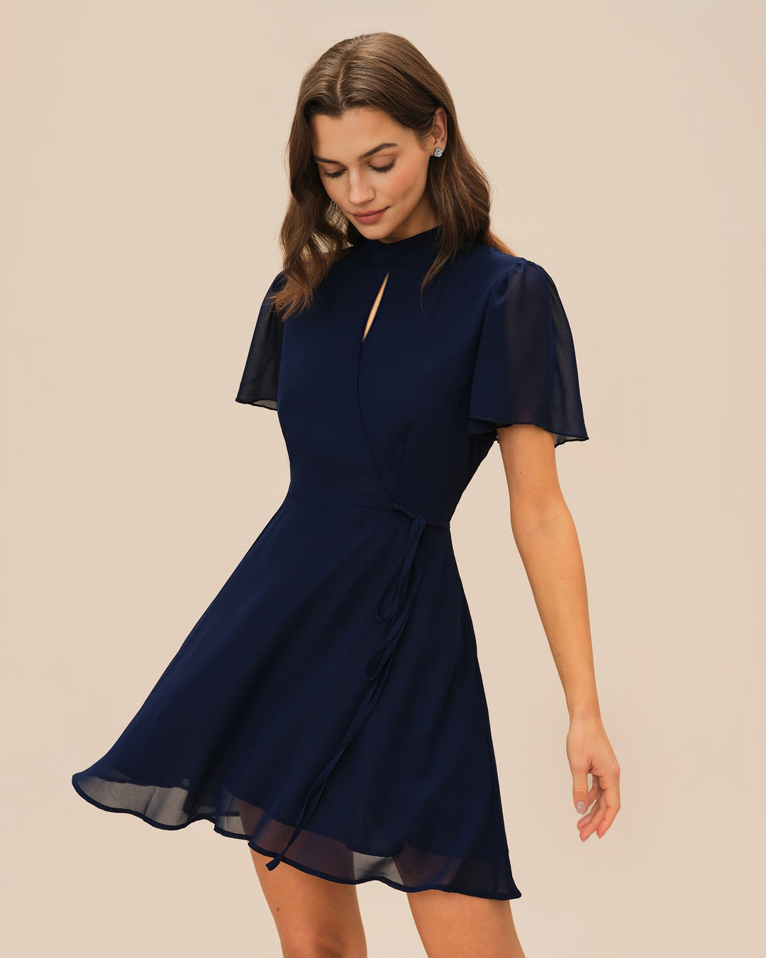 Morgan and Brooke | Blue Butterfly Sleeve Mini Dress