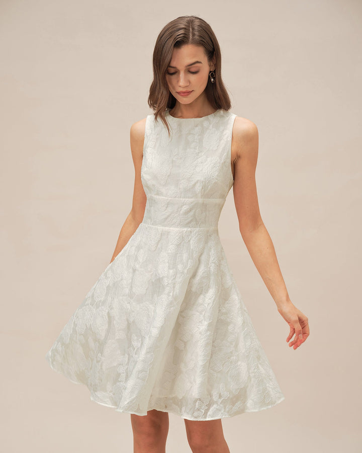 Morgan and Brooke | White Jacquard Mini Dress