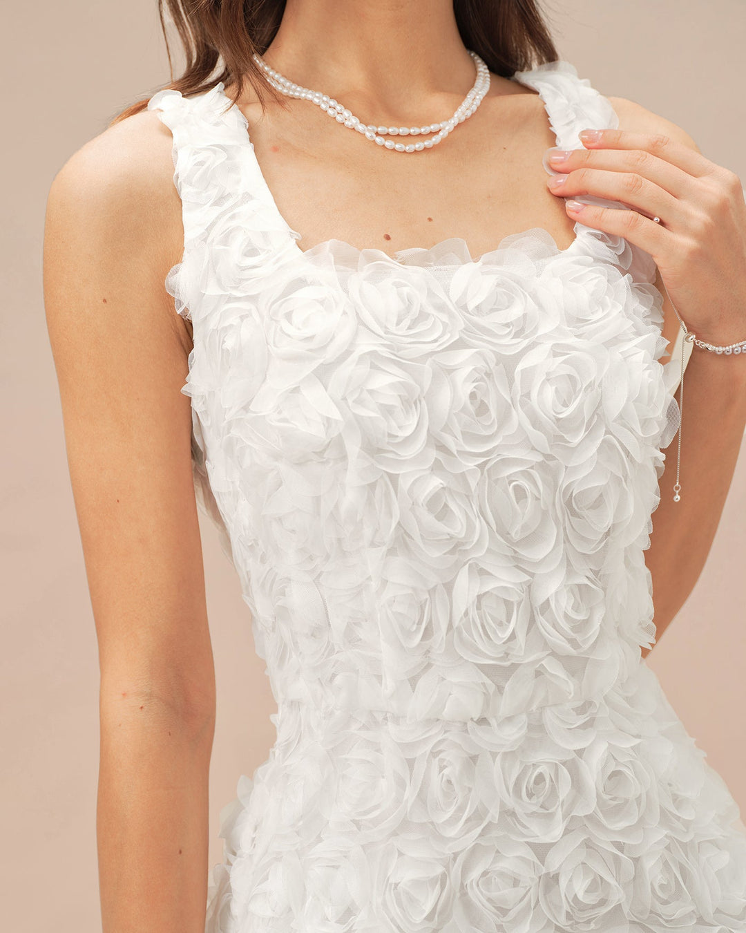 Morgan and Brooke | Floral A-Line Mini Dress for Women in White