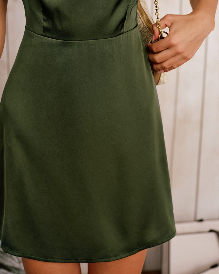 Morgan and Brooke | Satin Sleeveless Mini Dress in Green