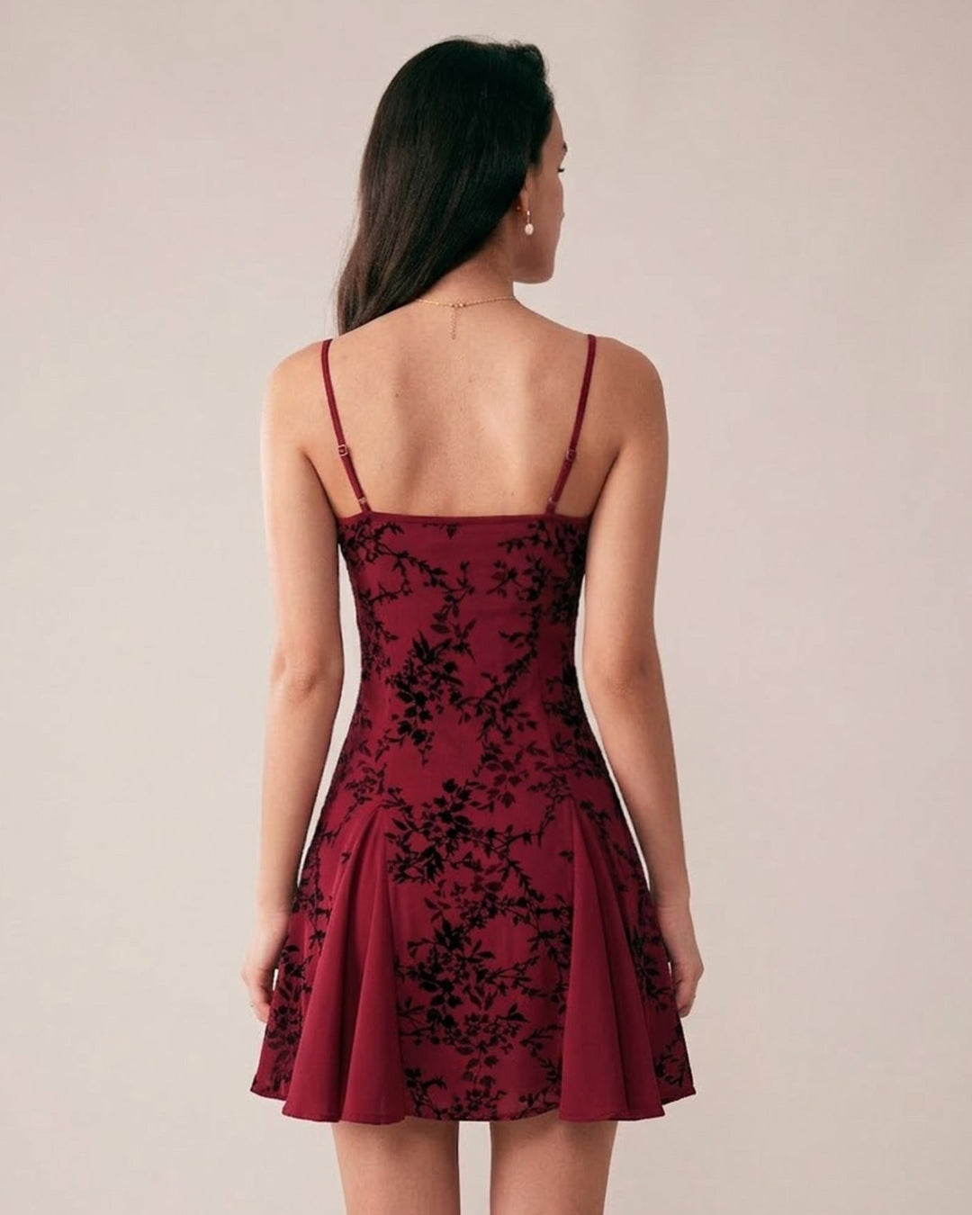 Morgan and Brooke | Floral Mini Dress for Women in Wine Red
