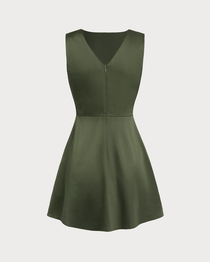 Morgan and Brooke | Satin Sleeveless Mini Dress in Green