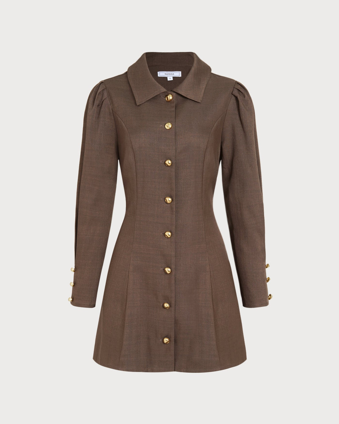 Morgan and Brooke | Brown Tie Button Mini Dress