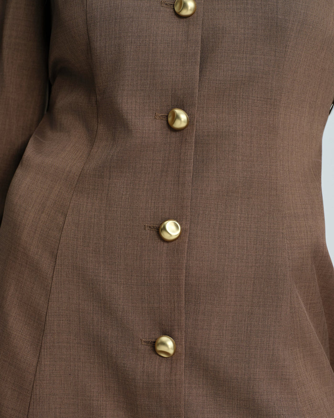 Morgan and Brooke | Brown Tie Button Mini Dress