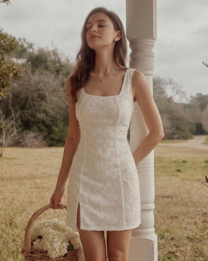 Morgan and Brooke | Beige Floral Mini Dress