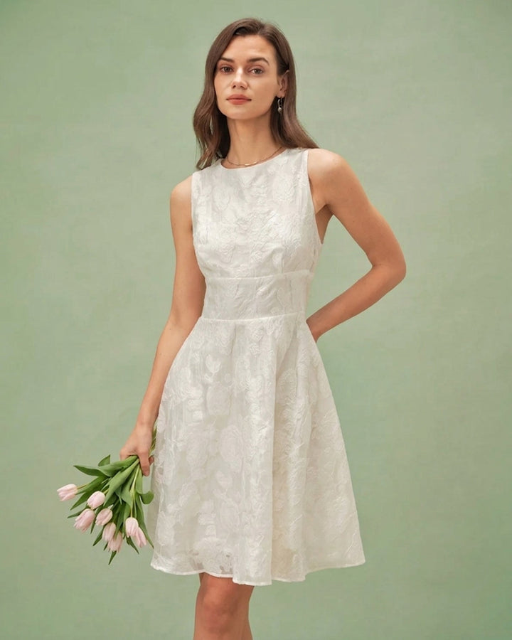 Morgan and Brooke | White Jacquard Mini Dress
