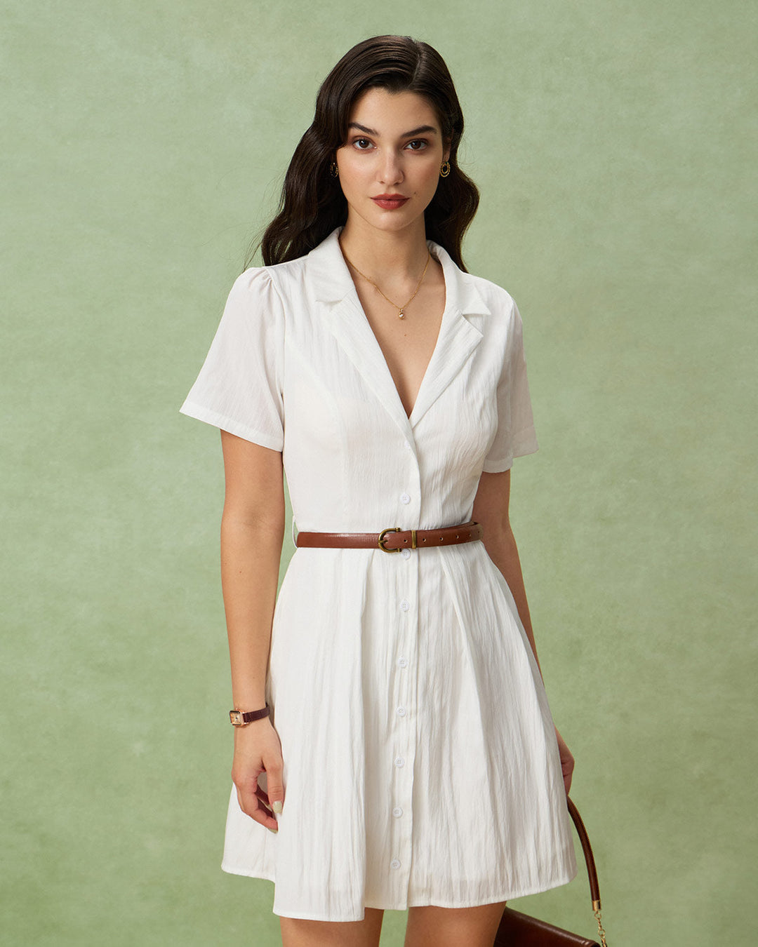 Morgan and Brooke | White Puffed Sleeve Mini Dress