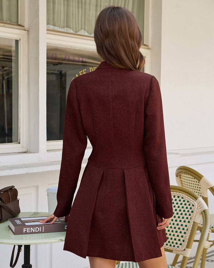 Morgan and Brooke | Pleated Mini Dress for Women in Wine Red