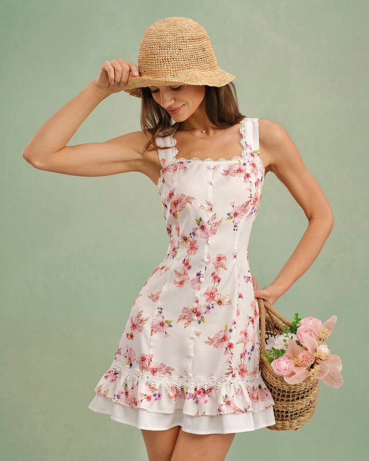 Morgan and Brooke | Floral Square Neck Mini Dress