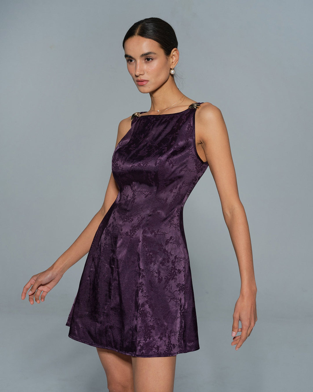 Morgan and Brooke | Floral Mini Dress for Women in Purple