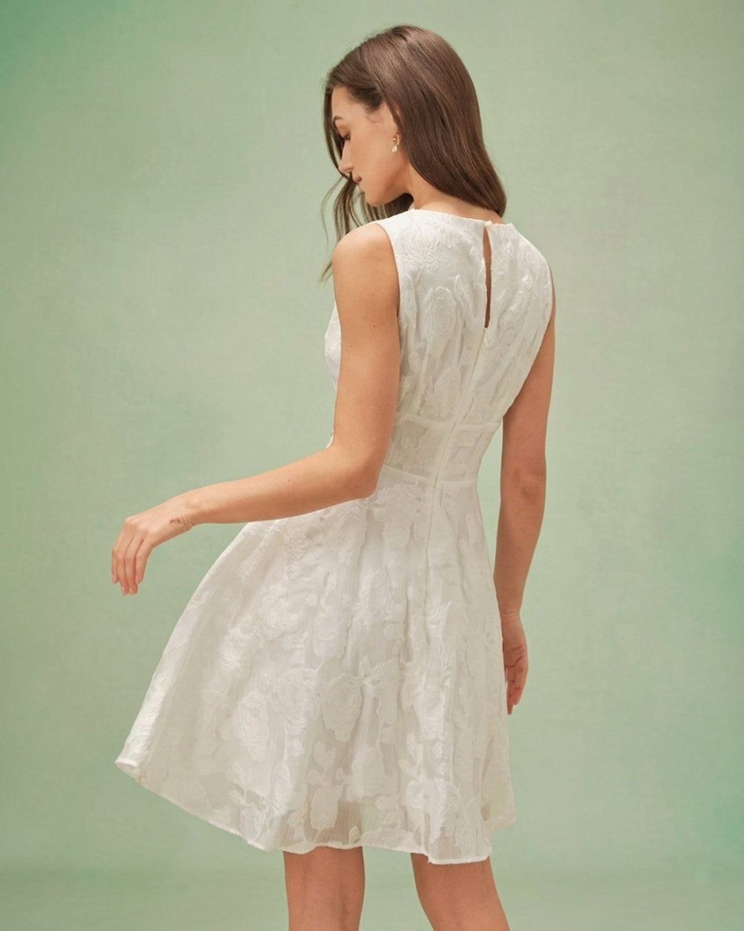 Morgan and Brooke | White Jacquard Mini Dress