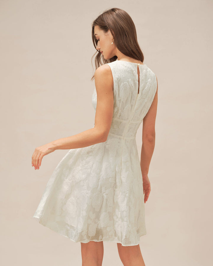 Morgan and Brooke | White Jacquard Mini Dress